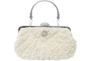 CORIOS Damska perłowa torebka wieczorowa z koralikami kopertówka torebka ślubna elegancka torba crossbody torba na ramię z odpinanym łańcuszkiem retro bankiet koktajl bal impreza torebka