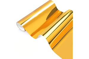 ZJTAPE Błyszcząca holograficzna folia winylowa z opalem, złota, samoprzylepna folia winylowa – 30,5 x 153 cm, błyszcząca, metaliczna folia do plotera, samoprzylepna, do dekoracji imprez, rzemiosła
