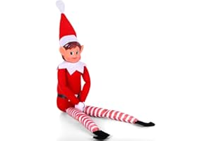 QUXV Elfie Pupazzo a forma di elfo birichino, Con corpo morbido e viso in vinile, 15 Pollici, Elves Behavin Badly 39 cm rosso gamba lunga con cappello, Peluche