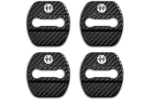 LOOFSAF 4 Pezzi Coperchio Serratura Porta Auto in Acciaio Inox Accessori per Alfa Romeo 4C Giulietta Tonale Stelvio Giulia, Coperchio della Serratura della Portiera dell'auto, Copri Serrature per Portiere