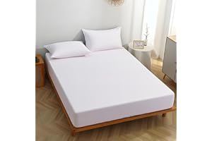 MIKI WELL King Size Fitted Sheet Deep - White Bottom Sheet Extra Deep Pocket 16 inch 40 cm, Soft Microfiber Kingsize Bed Sheet Wrinkle Resistant & Breathable