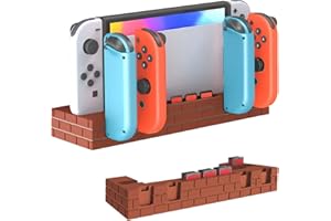 Arikroii Cargador Mandos para Nintendo Switch/OLED Joy-con, Base de Carga para Mandos Switch con 8 Ranuras de Juego, Accesorios Compatible con Nintendo Switch Joycons Indicador LED (Rojo ladrillo)