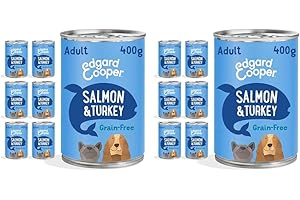Edgard & Cooper Pienso para Perros Adultos Comida Humeda Natural 400gx6 Salmón y Pavo Fresco, Alimento Sano, Sabroso y Equilibrados (Paquete de 2)