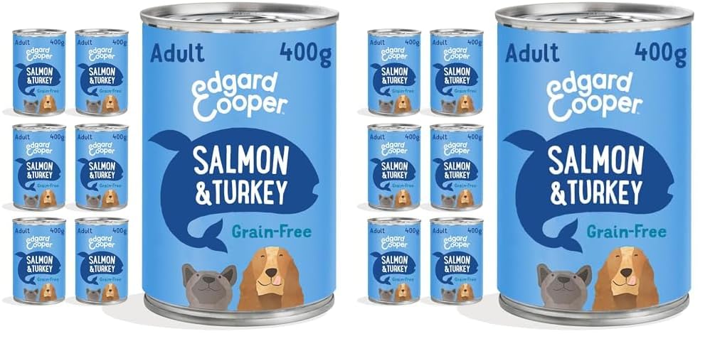 Edgard & Cooper Pienso para Perros Adultos Comida Humeda Natural 400gx6 Salmón y Pavo Fresco, Alimento Sano, Sabroso y Equilibrados (Paquete de 2)