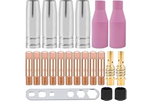EATBALE MB15 Punte di Contatto per Saldatura, ugelli Supporti per Punte di Contatto Kit di Accessori per Saldatura 0,8 mm M6 Supporto per Torcia per Saldatura Mig MB15 15AK (21 Pezzi)