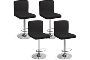 EOZAKAVOD Housses de Chaise de Bar Extensible,Lot de 4 Housse de Chaise de Salle à Manger de Bar Universel Housse de Tabouret de Bar avec Dossier Housse Chaise de Bar pour Pub Cuisine Café(Noir, Lot de 4)