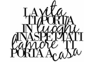 DECLEA HOME DECOR Decorazione Murale Frase Scritta su Legno La Vita Ti Porta in luoghi inaspettati, Scritta in Legno Famiglia casa per Decorare Le pareti