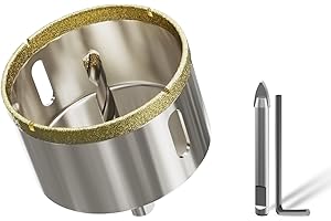 CSOOM Wiertło do szkła, 65 mm, otwornica z 2 wiertłami centrującymi, wiertło do płytek szklanych, płytek, ceramiki, marmuru, kamienia wapiennego