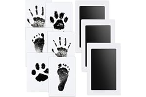 3 pcs Fußabdruck Baby Nabance Handabdruck Baby Clean Touch Pfotenabdruck set Hund Baby Fussabdruck Set Fußabdrücke Baby kommt nicht mit Farbe in Berührung für Baby Shower Familie Geschenk 0-6 Monate