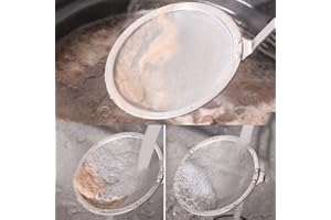 BAKERMICHE Cucchiaio per schiumarola Cucchiaio Da Zuppa Di Olio Schiumarola Cucchiaio Acciaio Inossidabile Maglia Fine Cucchiaio per Filtro dellolio per Cottura di Grasso per Scolare i Cibi Fritti Servire