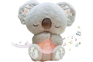 Gyaimxfu Koala para Aliviar La Ansiedad,Nutria Bebe Dormir que Respira,Peluche Ansiedad Dormir,Bebé Durmiendo Koala Juguete con Música Luces Y Movimientos De Respiración Ayuda para Dormir