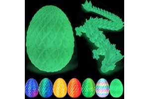 YILCER 3D Printed Dragon Egg, Mysterious Crystal Dragon Egg Fidget Toys (Luminous Colour)