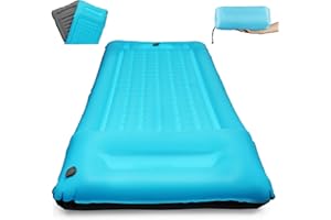 Glovios Colchoneta Camping Autoinflable, Portátil Esterilla Camping Autoinflable con Bomba de Pie, Ultraligera Colchoneta Inflable Camping para Exteriores Senderismo, Azul