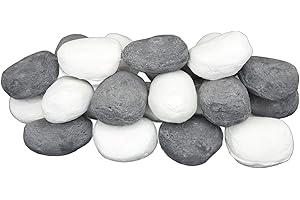 The Stove Wizard Gas Fire Replacement Pebbles 14 Grey & White Pebbles For LPG Electric and Bio Ethanol Fires