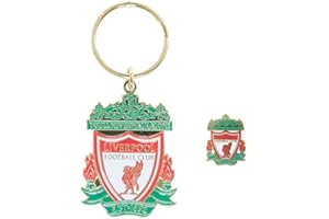 LIVERPOOL F.C. Set oficial de insignia y llavero de color con el escudo del Liverpool FC