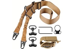 Fiotha Sling Riemen, Taktischer Riemen, Multifunktionale Taktische Schlinge, Single Point Sling, Einstellbar Sling Riemen, mit Rutschfesten Schulterpolster, für Outdoor-Sportarten, Jagd, Khaki