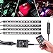 Produktbild LED-Streifen für das Auto, 4pcs 48 LED DC 12V Innenbeleuchtung für Auto-Kontrolle durch Musikschlag, mehrfarbige LED‘s unter dem Armaturenbrett Beleuchtungs-Kit mit aktiver Sound-Funktion (RF Fernbedienung)