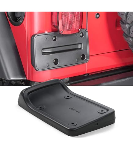 License Plate Holder Bracket With LED Light For Jeep Wrangler TJ JK JL - Front/Rear, Black Steel 5 thumbnail image