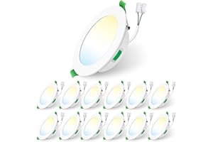 ALUSSO LIGHTING 12 Pack LED Downlights, LED Recessed Ceiling Lights 7W 580LM 230V, 90-100mm Cutout Dimmable,3CCT 3000K 4000K 6500K Adjustable, IP44 Suitable for Bathroom Kitchen,White