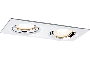 ‎PAULMANN Paulmann 92902 Nova Plus LED Einbauleuchte schwenkbar eckig IP65 2x7W dimmbar Einbaustrahler Weiß matt, Chrom Spot Alu Zink Einbaulampe 2700K GU10