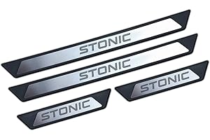 CLASS ACCESSORIES EOOD, Car Door Sill Protector Compatible with Kia Stonic 2017-2022, 4 Pcs Stainless Steel Step Kick Plates, Plastics Scratch Scuff Protection Trim, Stonic Accessories