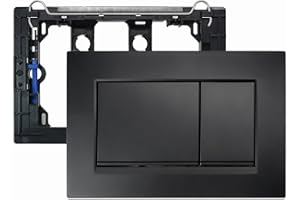 Empyreal Placa de descarga con juego de palanca de descarga y marco de montaje, repuestos de placa de accionamiento para Geberit Sigma 30&UP320&300, doble descarga,1pieza(Negro&Borde Negro).