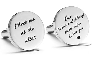 Melix Home Stainless Steel CuffLinks for Men Groom Meet Me at The Altar Wedding Gifts Cuff Links