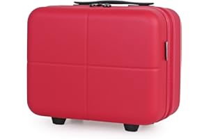 JLY Premium Makeup Travel Case, 100% German Bayer Polycarbonate Hard Shell, Portable Zippered Cosmetic Organiser, Travel Bag for Toiletry, Skin Care, Accessories, Hand Luggage Vanity Cases. (Berry Red)