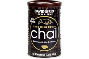 ‎DAVID RIO David Rio Black Rhino Cocoa Chai I 456g Dose I veganer Chai Latte mit Schwarztee, Kakao & Masala-Gewürzen, cremiger Schokolade
