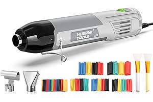 Mini Pistola de Aire Caliente, Huepar Tools 350W Pistola de Calor Portátil con Boquilla, para DIY, Soldadura, Retráctil PVC, Arcilla, Sello de Goma ect