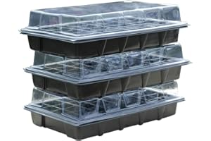 THOMPSON & MORGAN Seed Tray Propagator Kit 360 Cells, 40 Cells per Growing Seed Tray Clear Lids, Plant Germination, Windowsill Greenhouse & Garden, 3 Pack Seedling & Plugs Starter Plastic Grow Trays (9 Seed Trays)