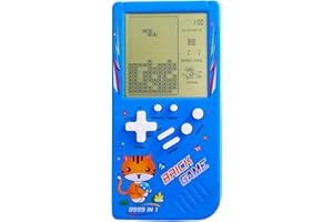 TAQY Modèle de Chat Mignon Bloquer la Console de Jeu 23 Jeux de Briques Mini Machine de Jeu rétro Console de Jeux pour Enfants Cadeaux nostalgiques Jouet de Puzzle Appareil de Jeu Portable (Blue)
