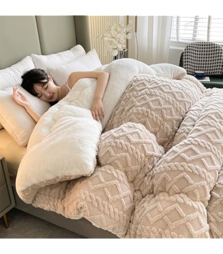 Couette Hiver épaisse YSZBD - Taille 180x220cm, 3kg, Double Face (velours/cuir Agneau) | Chaude, Respirante, Pour Lit 2 Personnes