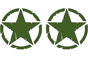 GAMESMONKEY Adesivo Stella Militare Distrutto US Army - Confezione Kit Forme - 2 Pezzi - 4x4 Off Road Auto Moto - Varie Dimensioni 5 10 15 20 25 30 cm - Made in Italy (30 Cm, Verde Militare)