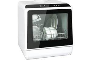 Mini Geschirrspüler Tischgeschirrspüler mit/ohne Wasseranschluss Benutzbar, Spülmaschine Klein mit 5+1 Programme, 5L Wasserta