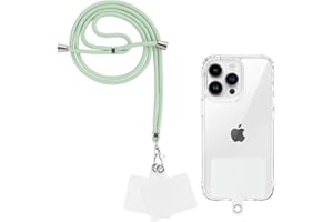Yoedge Cordón Cuerda Universal Correa Colgante para movil con 2 Phone Lanyard Parcheas, Correas Ajustable Cuello Cadena de Nylon con Todos los teléfonos Inteligentes con Llaver,Matcha Verde