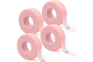 LZM Sparadrap Extension De Cils Ruban À Cils En Gel De Silicone 0.5In X 4Yd Sparadrap Micropore Respirant Sparadrap Extension Cils Retrait Sans Douleur Lash Tape For Eyelash Extension (Rose, 4Rolls)