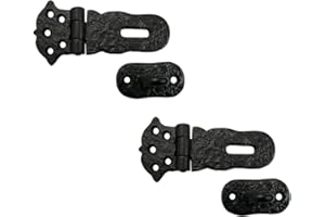Adonai Hardware "Paran" Heavy Duty Antique Cast Iron Safety Locking Hasp and Staple(4" x 2 Pack, Matte Black) for Vintage Pirates Treasure Chest, Trunks, Wooden Jewelry Box, Cases, Furniture and Sheds