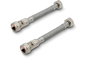 Flexible Hose with Isolation Vancoco Short 15mm x 1/2inch Flexi with Isolation 150mm Long Reeds Pipe Tap Connector Hose