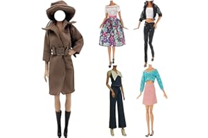 LANCE HOME 5 Set Abbigliamento autunnale Vestiti Abiti +Pantaloni Scarpe cappello Giacca a vento Manica lunga Soprabito Alla Moda Per 29cm Bambola Accessori Regali per bambino Casuale Stile (A)