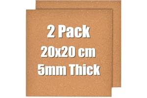 Okydoky Selbstklebende Kork-Borad, Korktafeln für Wände, Korkplattenfliesen für Büro, Zuhause, Schule (5 mm dick, 20 x 20 cm-2P)