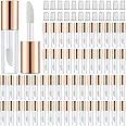 1.2mL Clear Mini Lip Gloss Tube, Empty Lip Gloss Tubes Containers, Refillable Empty Lip Balm Bottles Transparent Lipstick Containers for Lip Samples Travel Split Charging DIY Makeup(30Pack, Rose Gold)