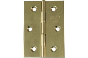 Amig - 2-pack fasta mässingsgångjärn utan lock - 50 x 40 mm - Modell 1002 - Polerad lackfinish - Rektangulär kant - Laminerad