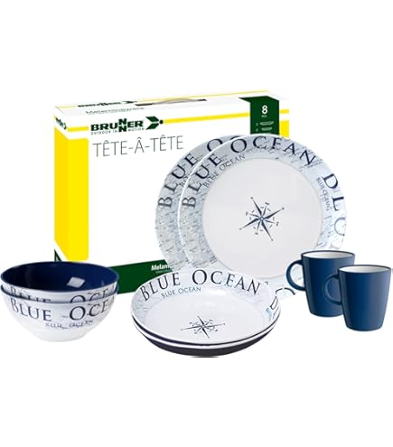 BRUNNER Camping melamine servies camping servies vierkant Khadi 12-delig antislip