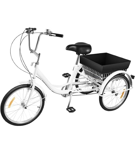 CHERIKIU Tricycle 24 pouces 7 vitesses pour adultes, 3 roues, vélo de