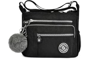 Aucuu Sac Bandouliere Femme, Sac à Main en Nylon, Multi-Poches Bandoulière Impermeable, Sacs à Bandoulières Multifonctionnel avec Bandoulières Réglable, Sacs Besace Loisir pour Voyage