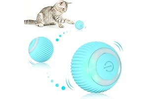 EXTFANS Katzenspielzeug Elektrisch Katzenball mit LED Licht, Automatischer 360 Grad Rollbal Interaktives Katzenspielzeug mit USB Wiederaufladbarer, interaktiver katzenball für Katzen (Blau)