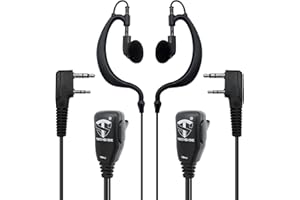 TechSide Microfono Auricolare Avvolgente cavi spiralati | Radio ricetrasmittenti | Compatibile con Kenwood 2 pin TI-F8+ Midland G10 G11V CT890 BaoFeng UV-82 UV5RA | Vigilanza Sicurezza SoftAir (2 Pz)