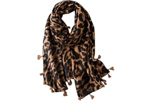 FAIRYGATE Leopard Scarf Women Lady Oversized Long Soft Warm Wrap Shawl Animal Print Scarves