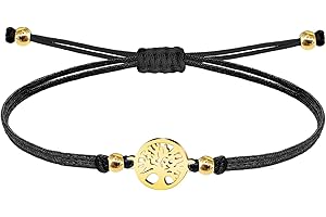 cotigo-Pulsera con amuleto de la Suerte y Protección Acero inoxidable- Pulsera Mujer o Hombre - Pulsera simbolo contra mal de ojo - Pulsera Hilo Encerado Hecho a Mano